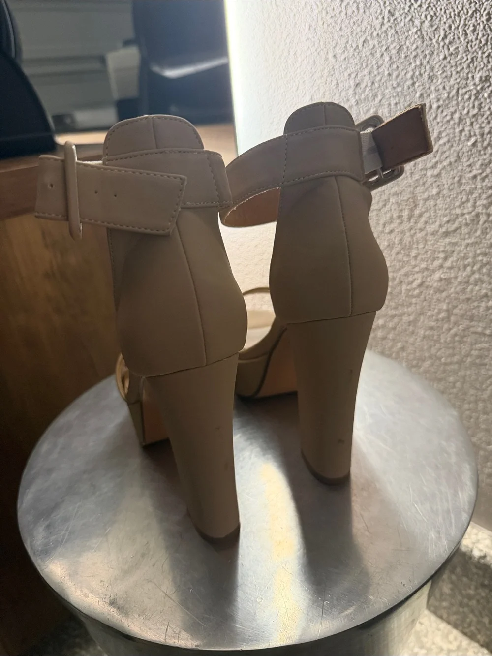 Platform Ankle-Strap High Heel Sandals - Nude